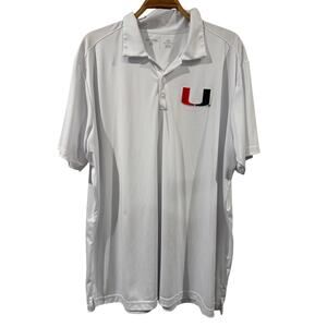 Antigua University of Miami Hurricanes White U Logo Polo 2XL